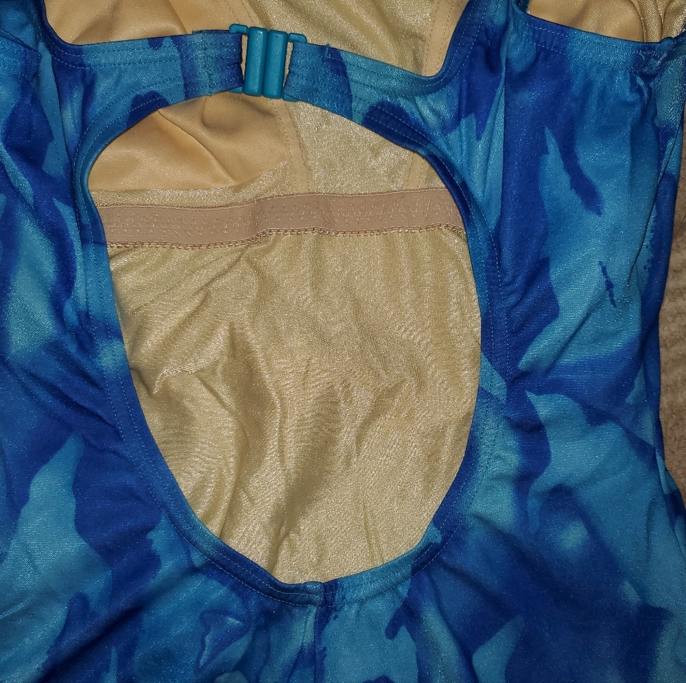 5 for $25 | Vintage Speedo Abstract Blue One Piece Swimsuit - Picture 7 of 16